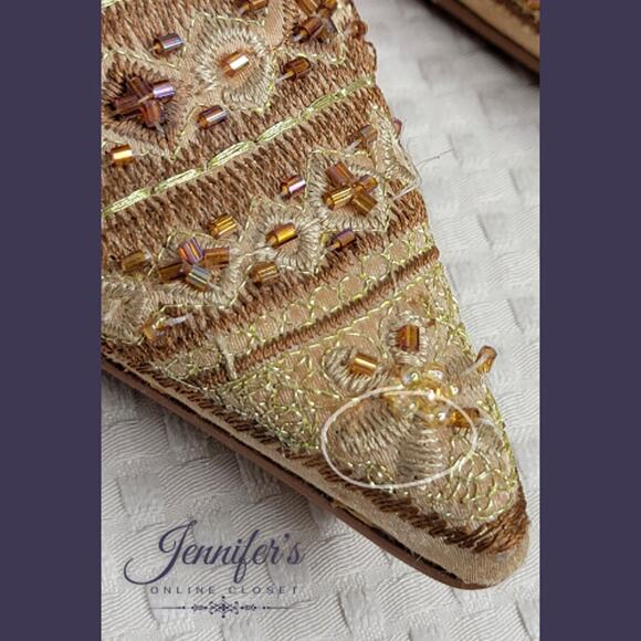 Nine West Casanova Brocade Beaded Pointed Toe Heels Size 6.5 - Picture 13 of 16